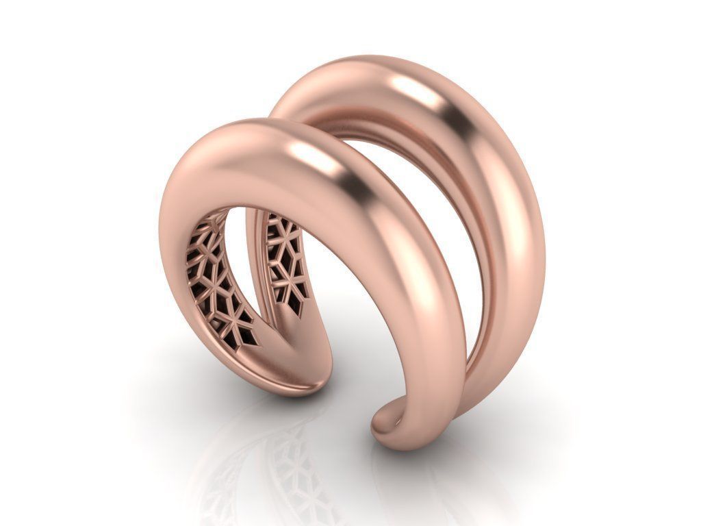 Loop gold ring 3D print model_10