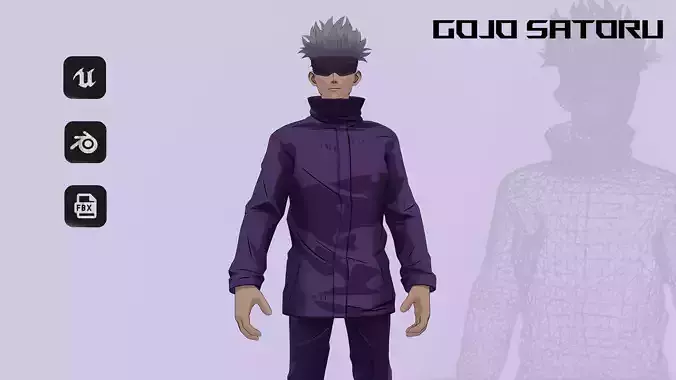 Satoru Gojo - Jujutsu Kaisen - Rigged Game Ready 3D model  Low-poly 3D model