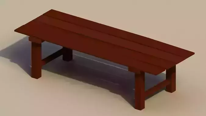 Low Poly Wooden Bench