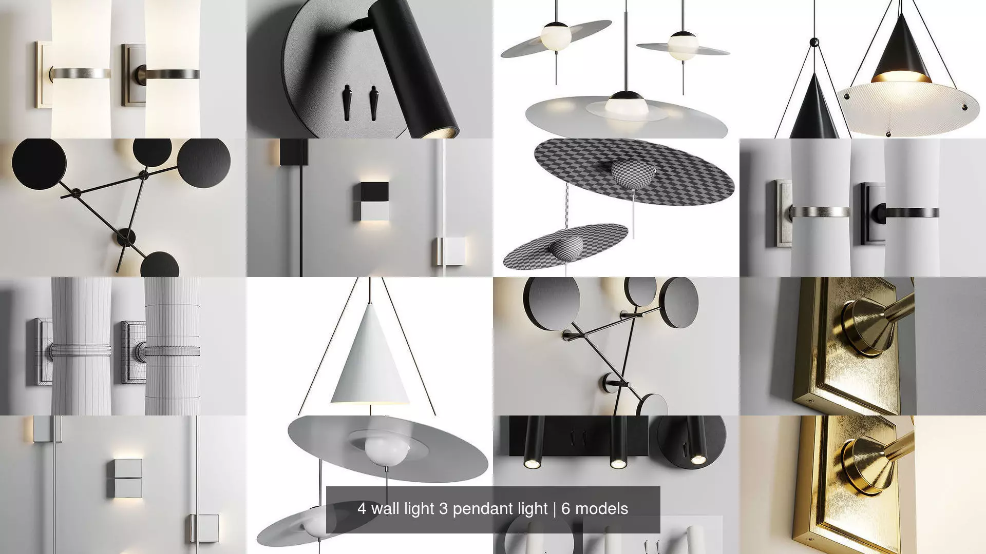 4 wall light 3 pendant light 3D Model Collection_0