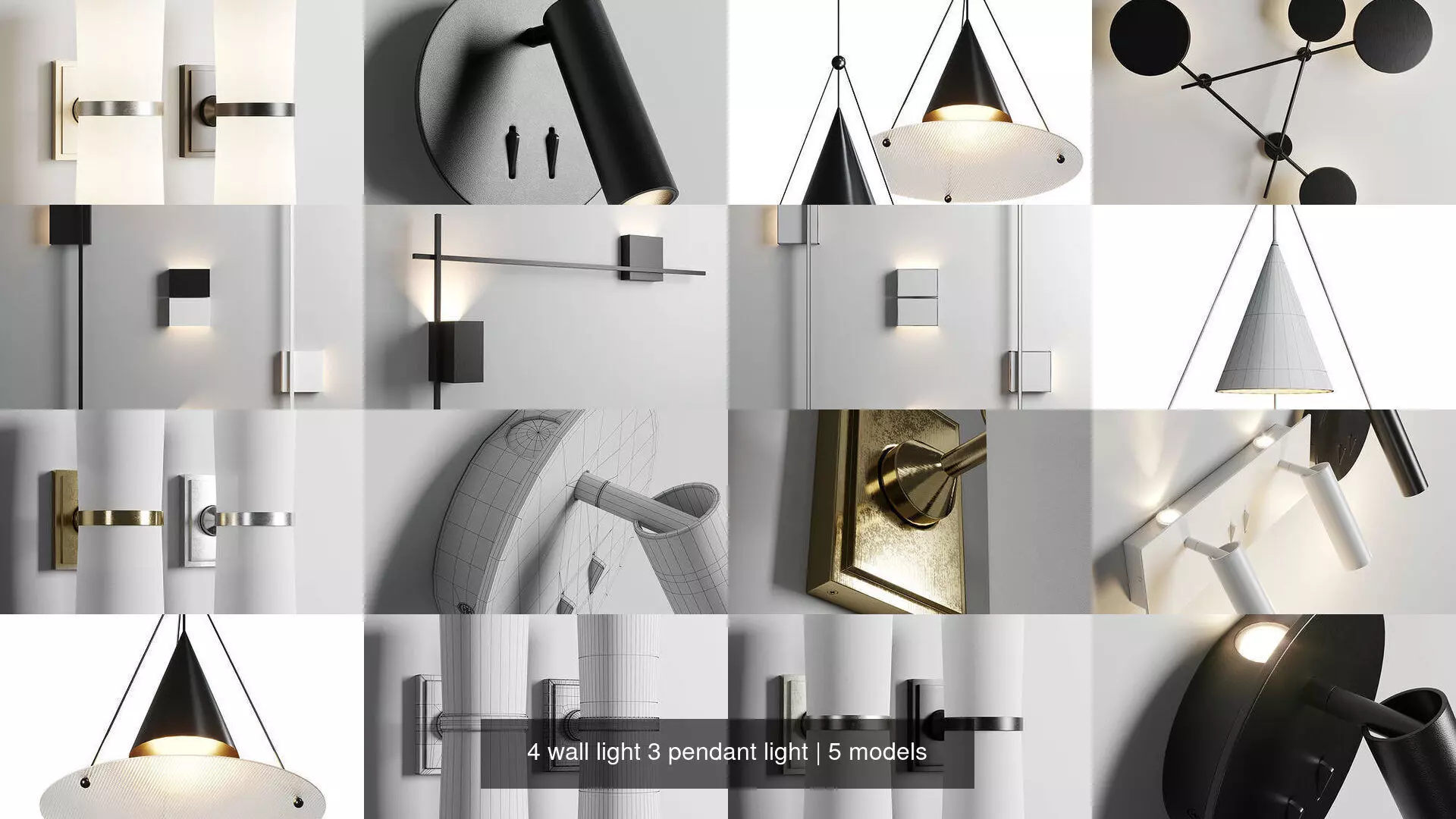 4 wall light 3 pendant light 3D Model Collection_1