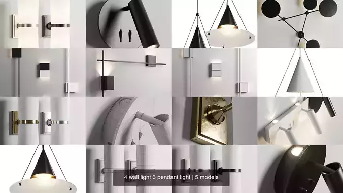 4 wall light 3 pendant light