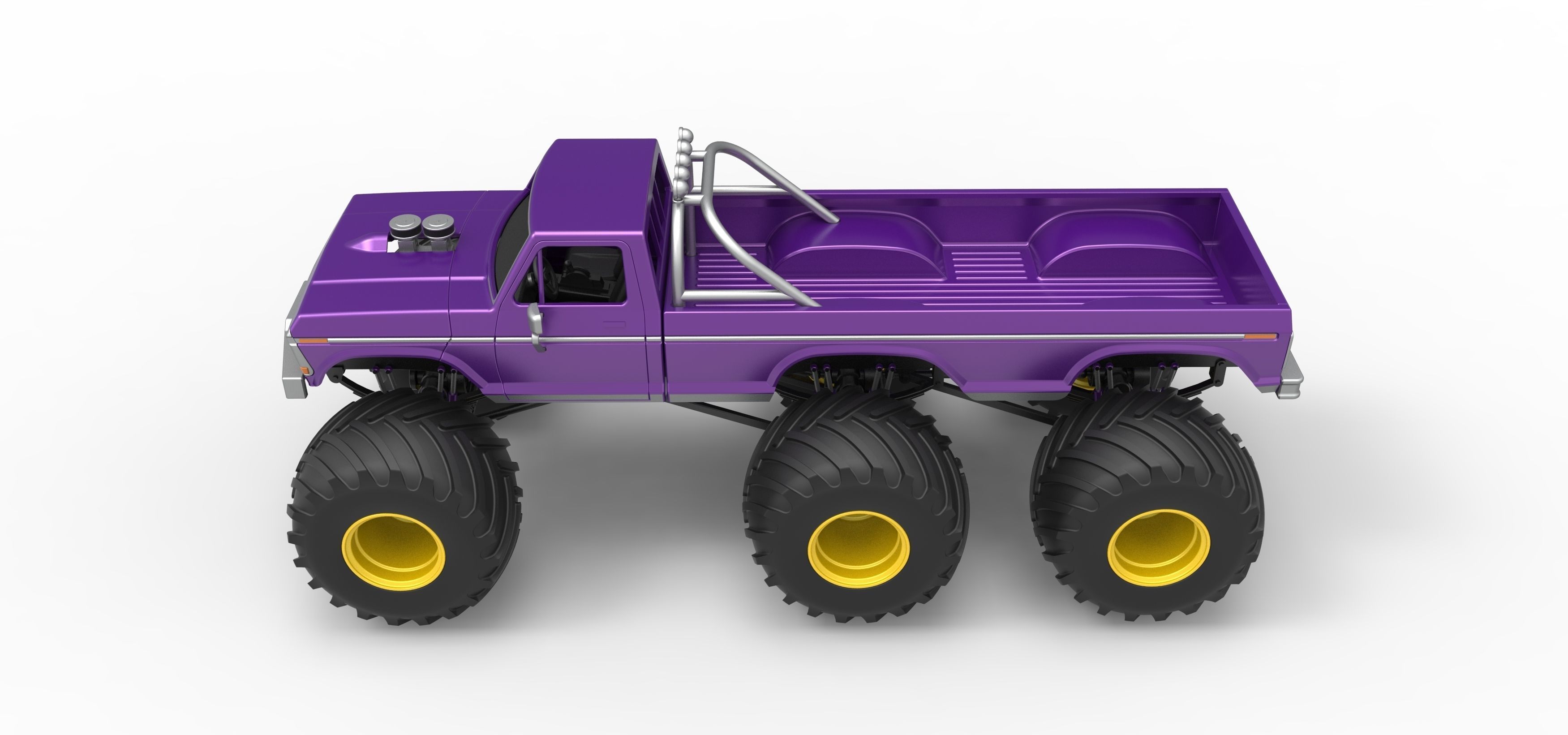 Monster Truck 6x6 concept Version 2 Scale 1 to 25 3D print model_10