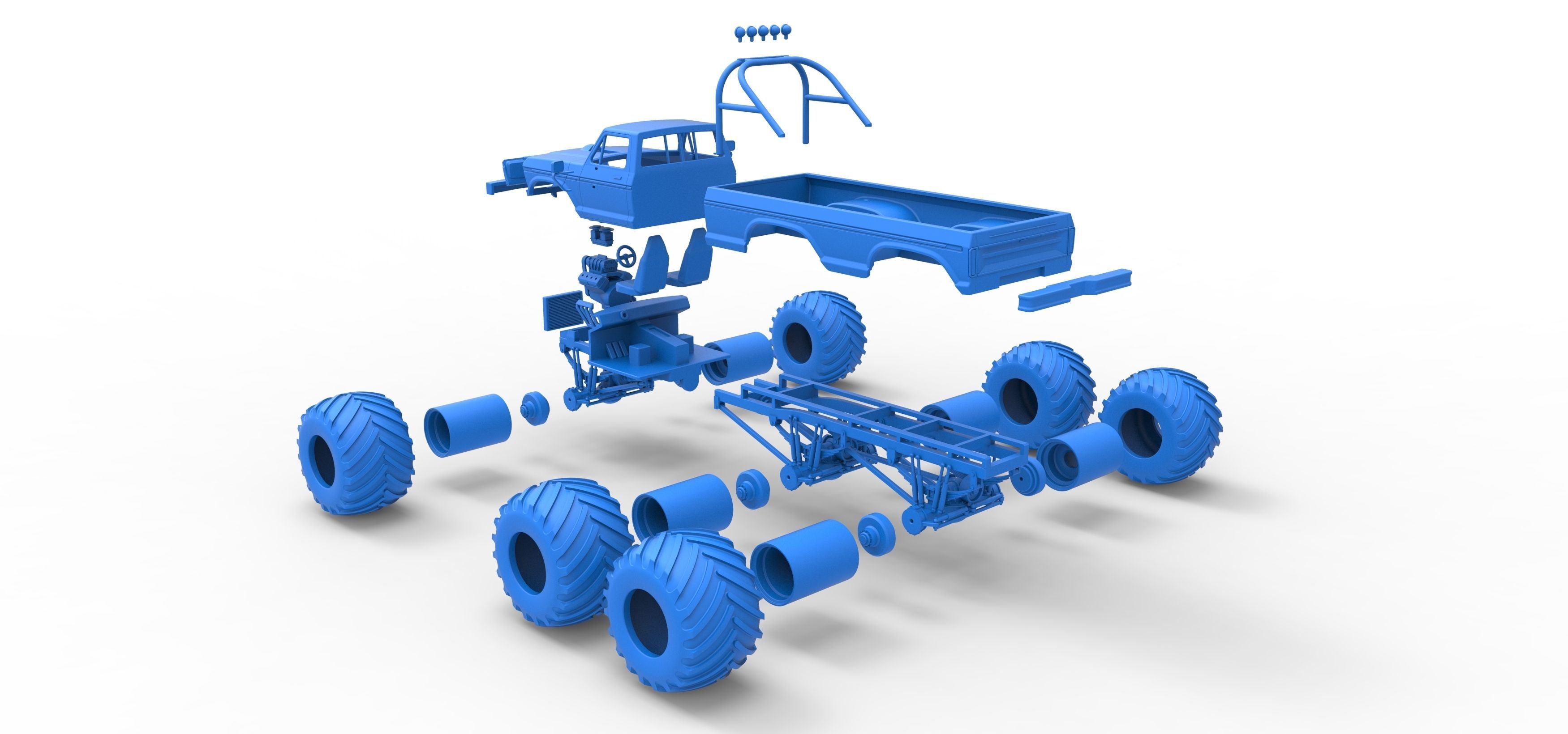 Monster Truck 6x6 concept Version 2 Scale 1 to 25 3D print model_41