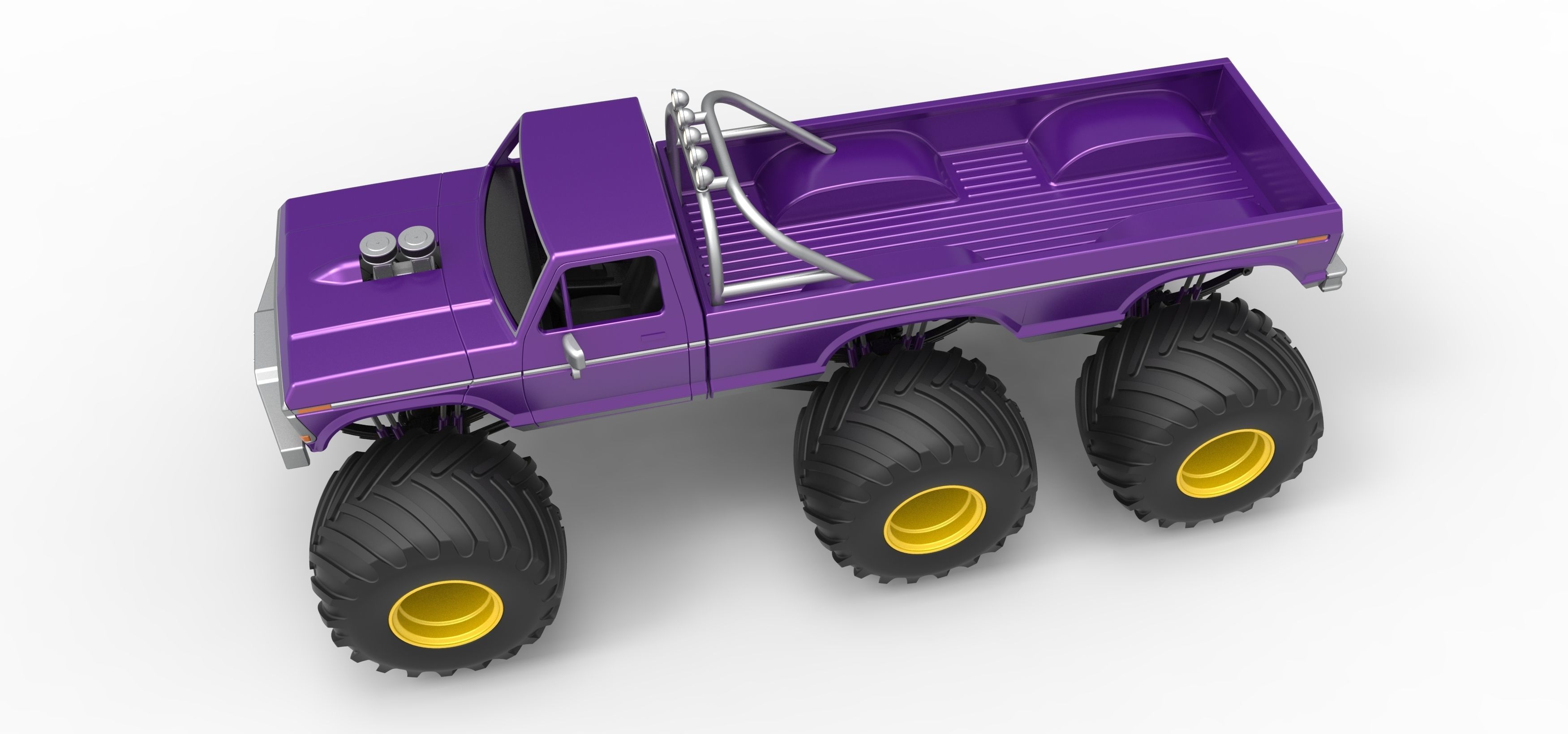 Monster Truck 6x6 concept Version 2 Scale 1 to 25 3D print model_4