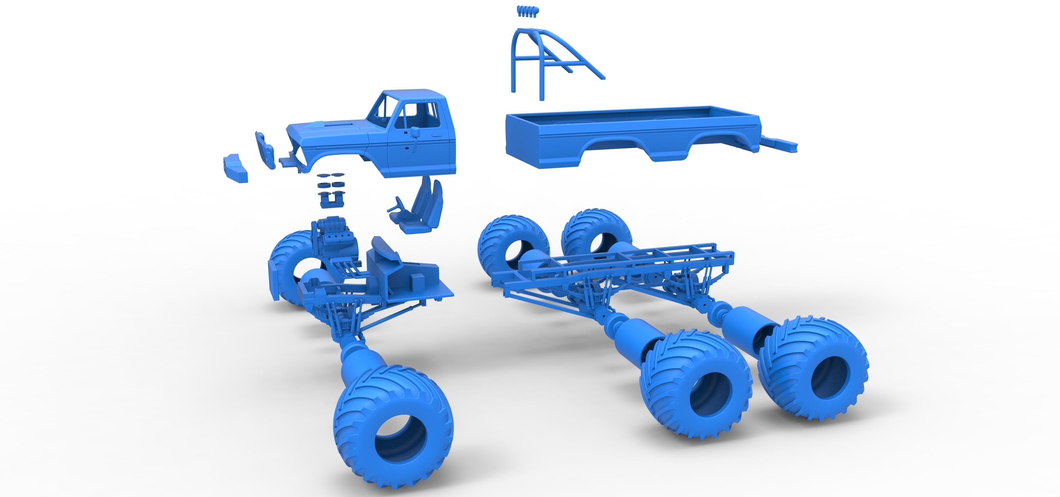 Monster Truck 6x6 concept Version 2 Scale 1 to 25 3D print model_35