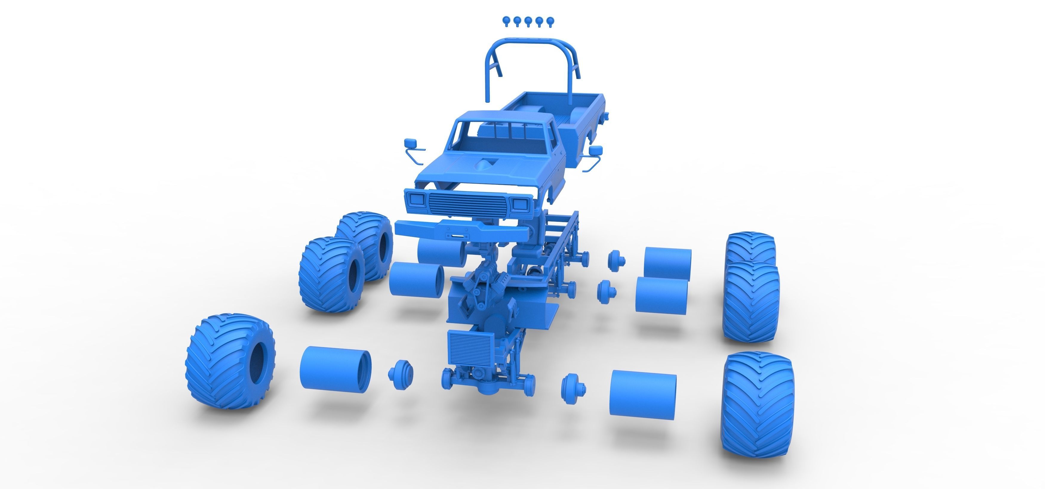Monster Truck 6x6 concept Version 2 Scale 1 to 25 3D print model_38