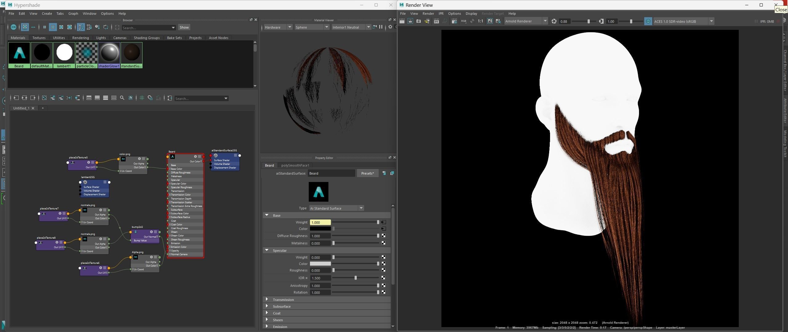 Realtime Beard and Moustache - No5 Low-poly 3D model_4
