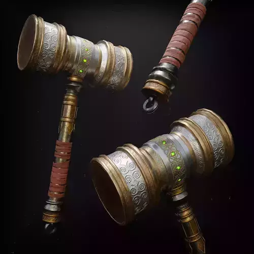 Legendary hammer Low-poly 3D model