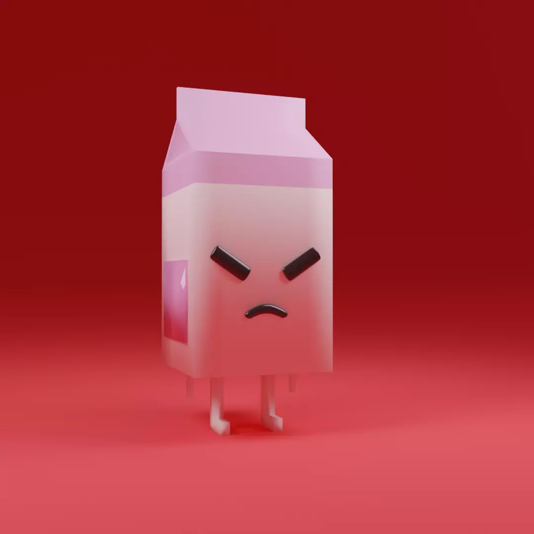 Foody Gourmet Animated Milk Characters - Pack of 3 Emotions 3D model_0