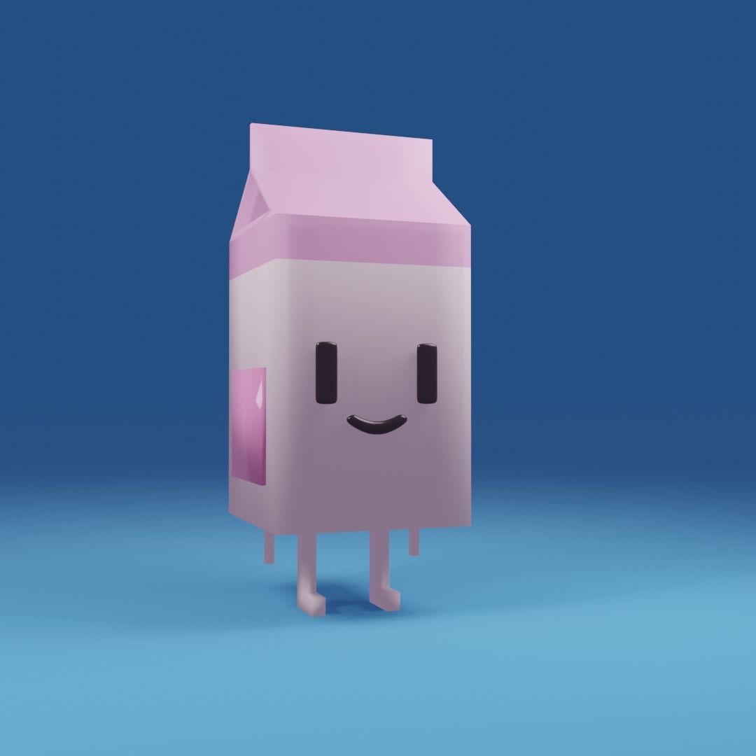 Foody Gourmet Animated Milk Characters - Pack of 3 Emotions 3D model_3