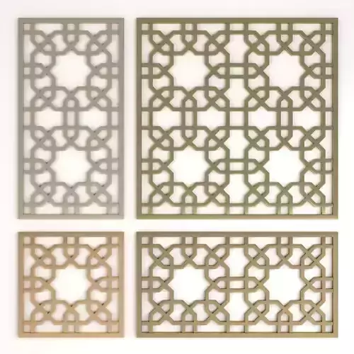 Arabic Islamic pattern decorative gold plaster 3D model