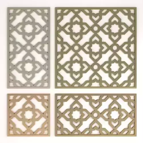 Arabic Islamic pattern decorative gold plaster 3D model