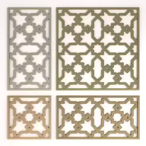 Arabic Islamic pattern decorative gold plaster Free 3D model