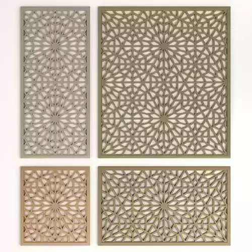 Arabic Islamic pattern decorative gold plaster 3D model