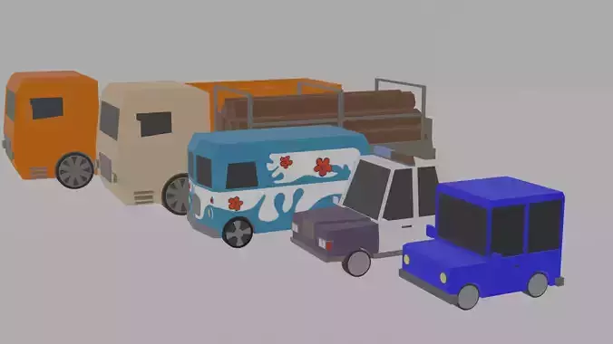 Low poly vehicle pack Low-poly 3D model