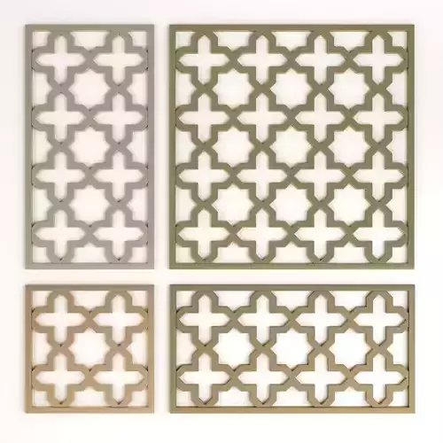 Arabic Islamic pattern decorative gold plaster 3D model