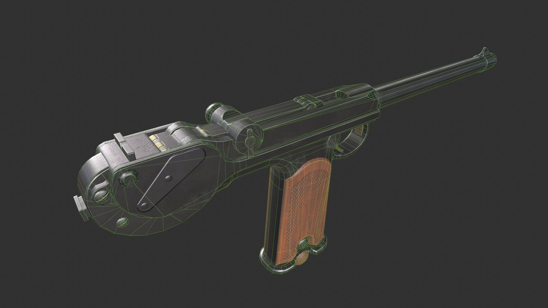 Borchardt C93 Pistol Low-poly 3D model_8