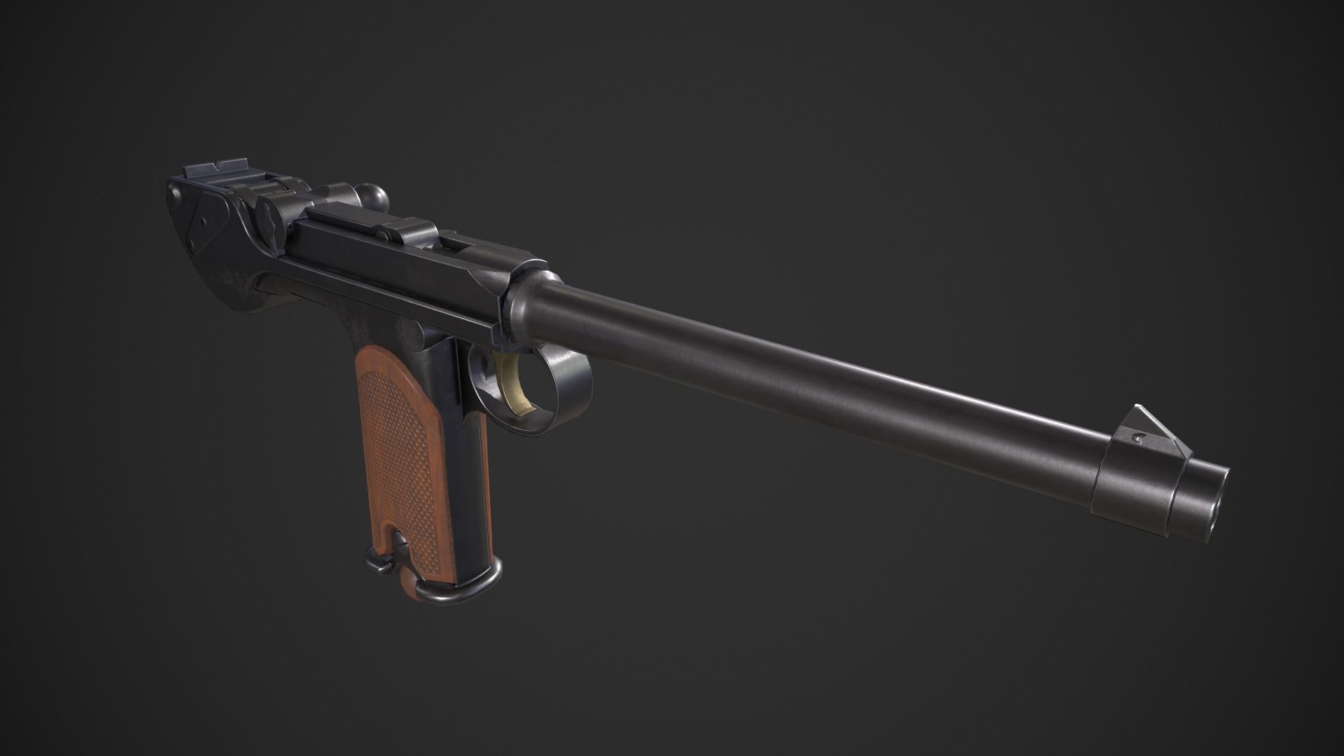 Borchardt C93 Pistol Low-poly 3D model_1