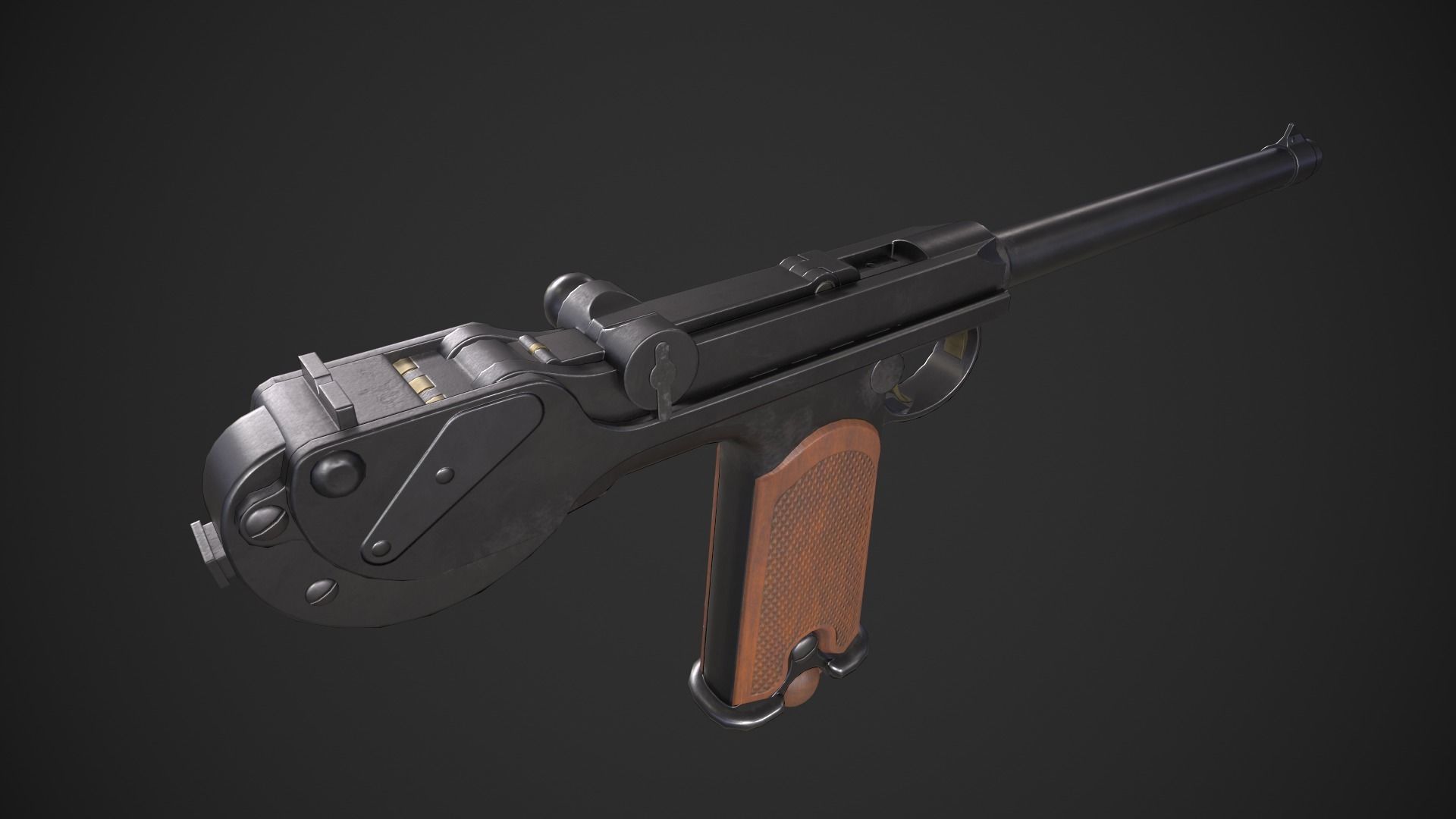 Borchardt C93 Pistol Low-poly 3D model_7