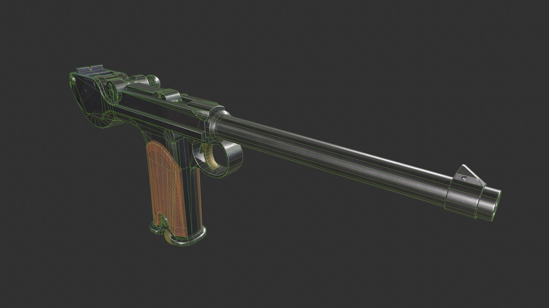 Borchardt C93 Pistol Low-poly 3D model_2