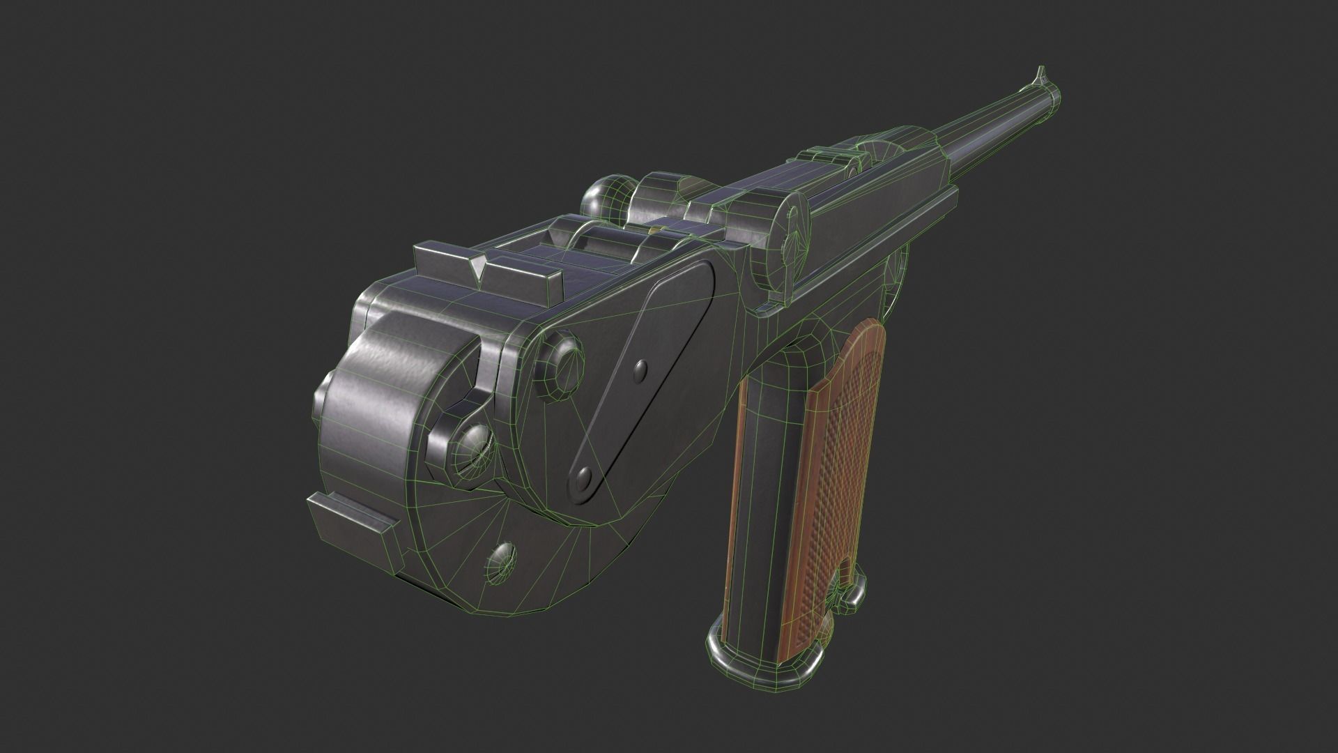 Borchardt C93 Pistol Low-poly 3D model_10