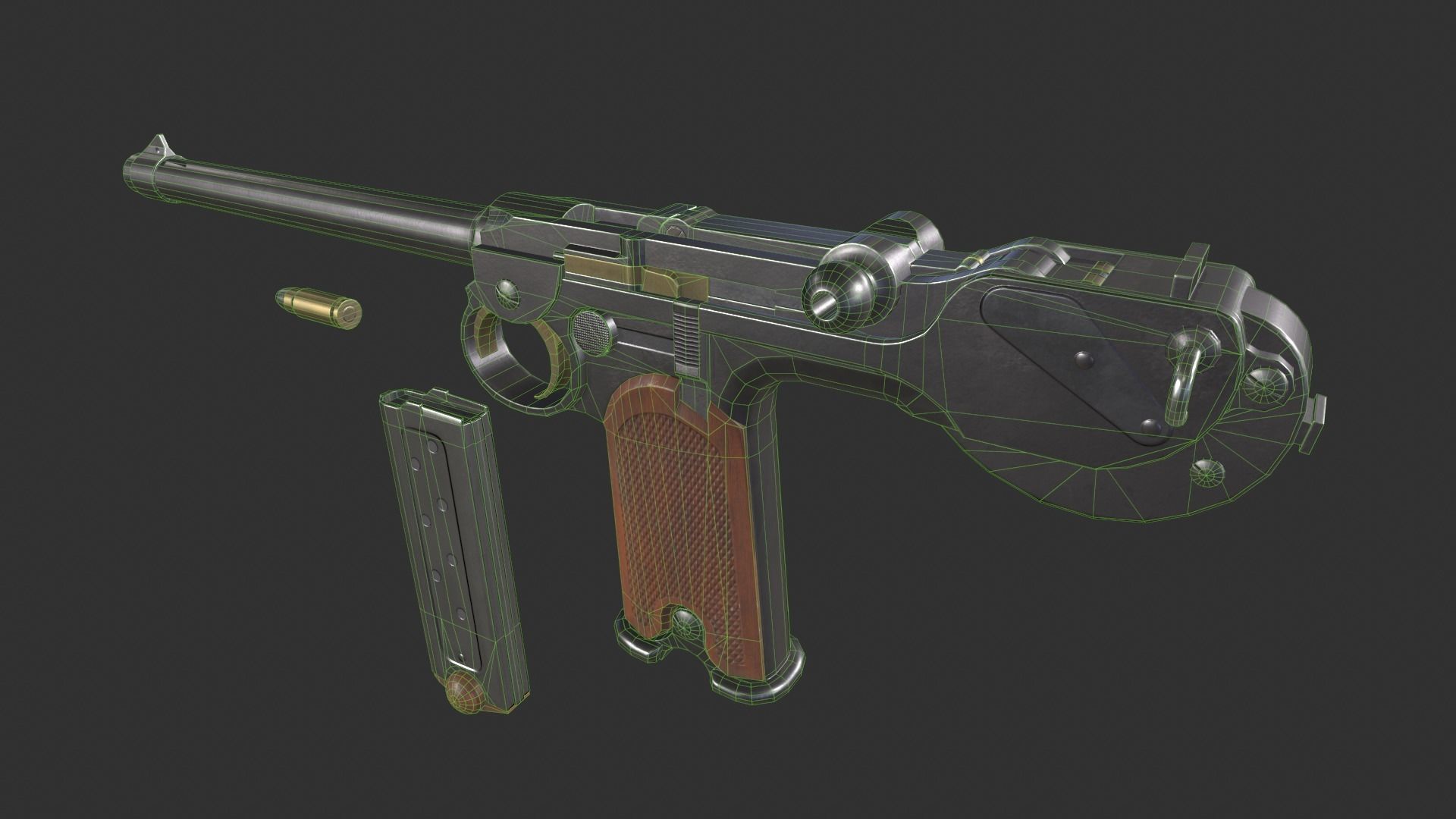 Borchardt C93 Pistol Low-poly 3D model_4