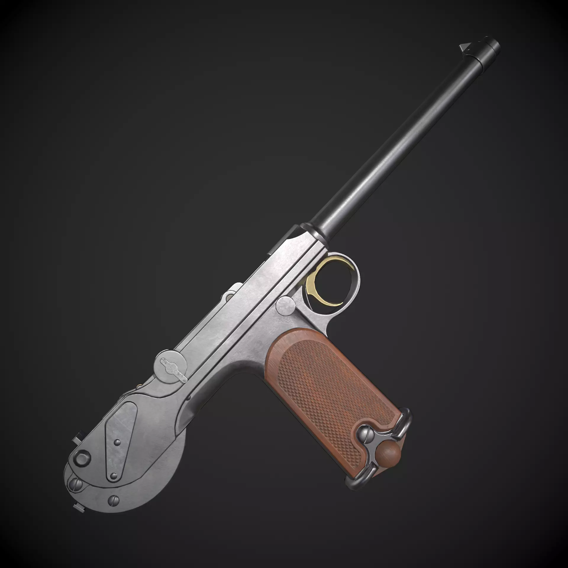 Borchardt C93 Pistol Low-poly 3D model_0