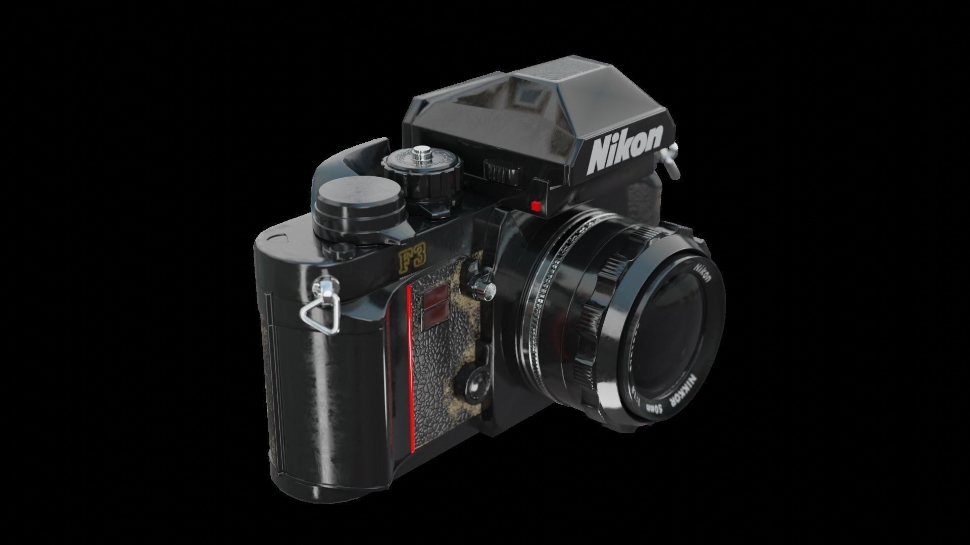 Camera Nikon F3 high poly and Low poly Low-poly 3D model_1