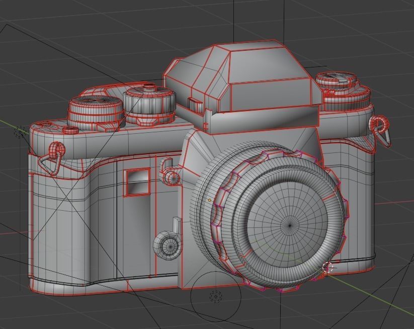 Camera Nikon F3 high poly and Low poly Low-poly 3D model_2