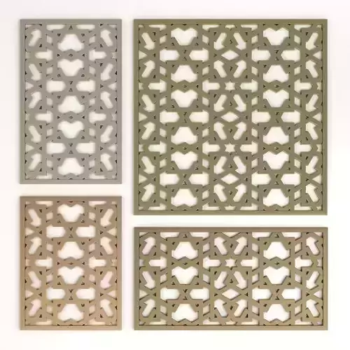 Arabic Islamic pattern decorative gold plaster 3D model
