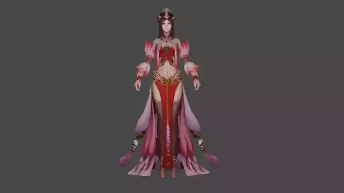 Chinese Ancient Game Role Model Girl Rigged Animated
