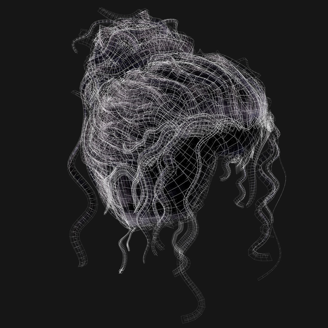 Real Time Hair Card Female Hairstyle part 09 Low-poly 3D model_10