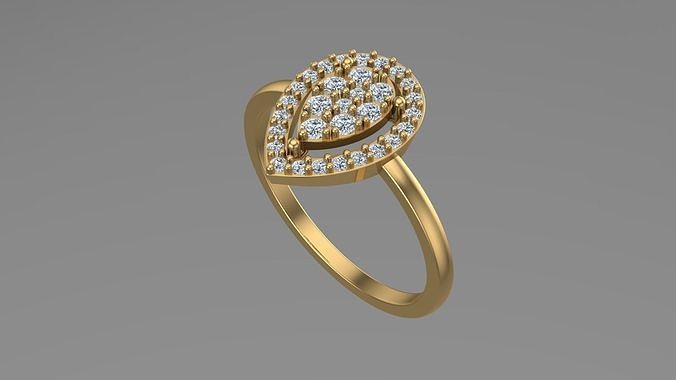 Pear shape Diamond ring 3d model printable model 3D model 3D printable ...