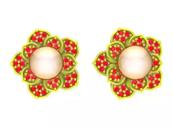 5787 flower diamond and pearl earrings