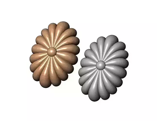 Oval ribbed rosette onlay relief