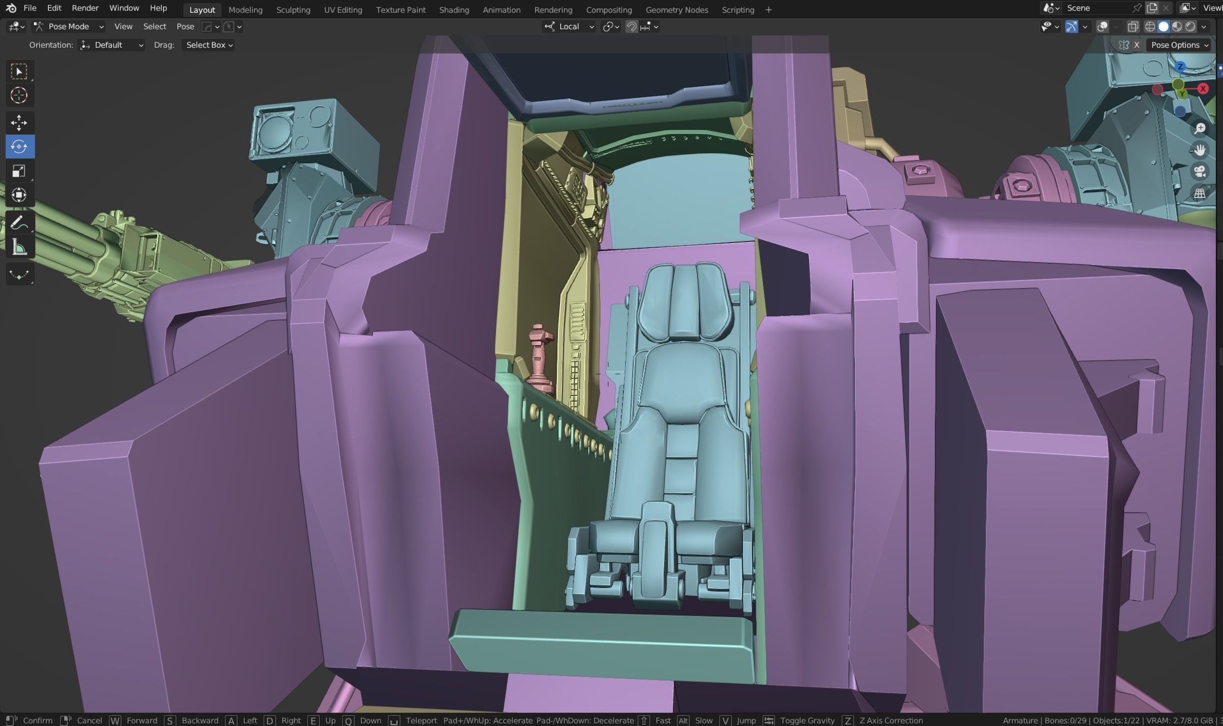 RAPTOR-07 Robot Mech Blender Model Low-poly 3D model_10