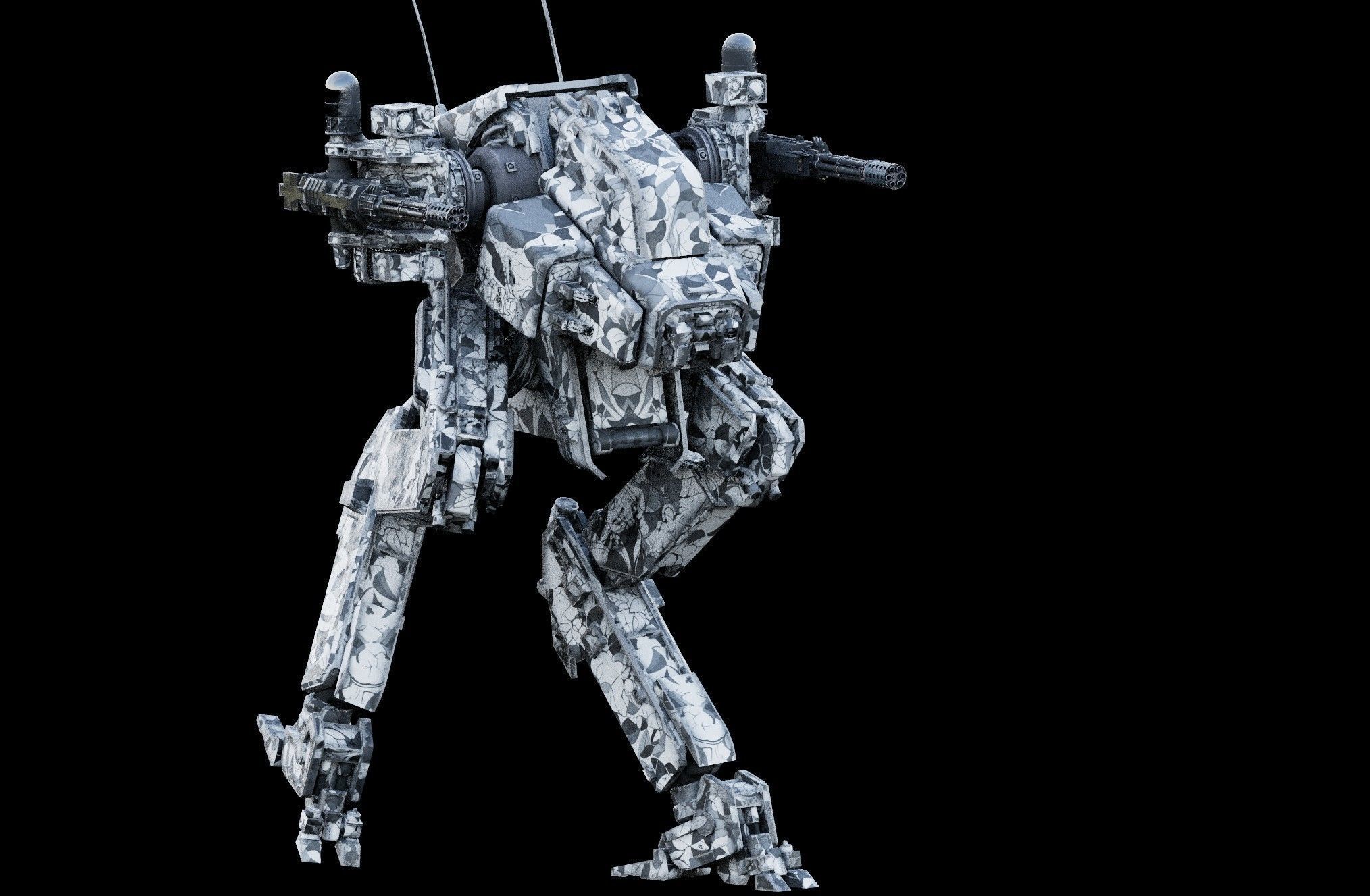 RAPTOR-07 Robot Mech Blender Model Low-poly 3D model_8