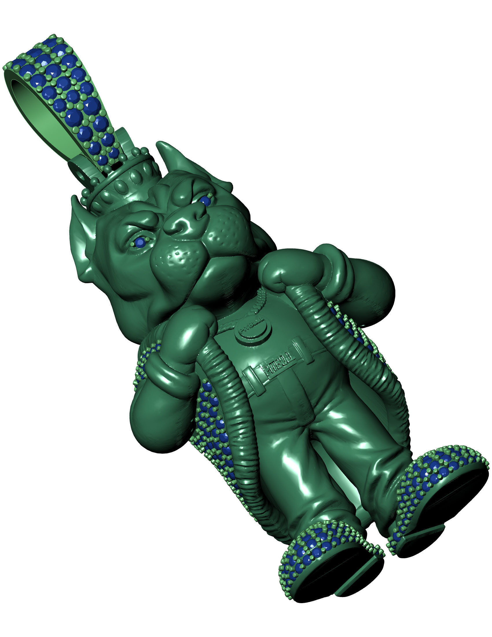 Bull Dog King pendant Hip Hop 3D print model_12