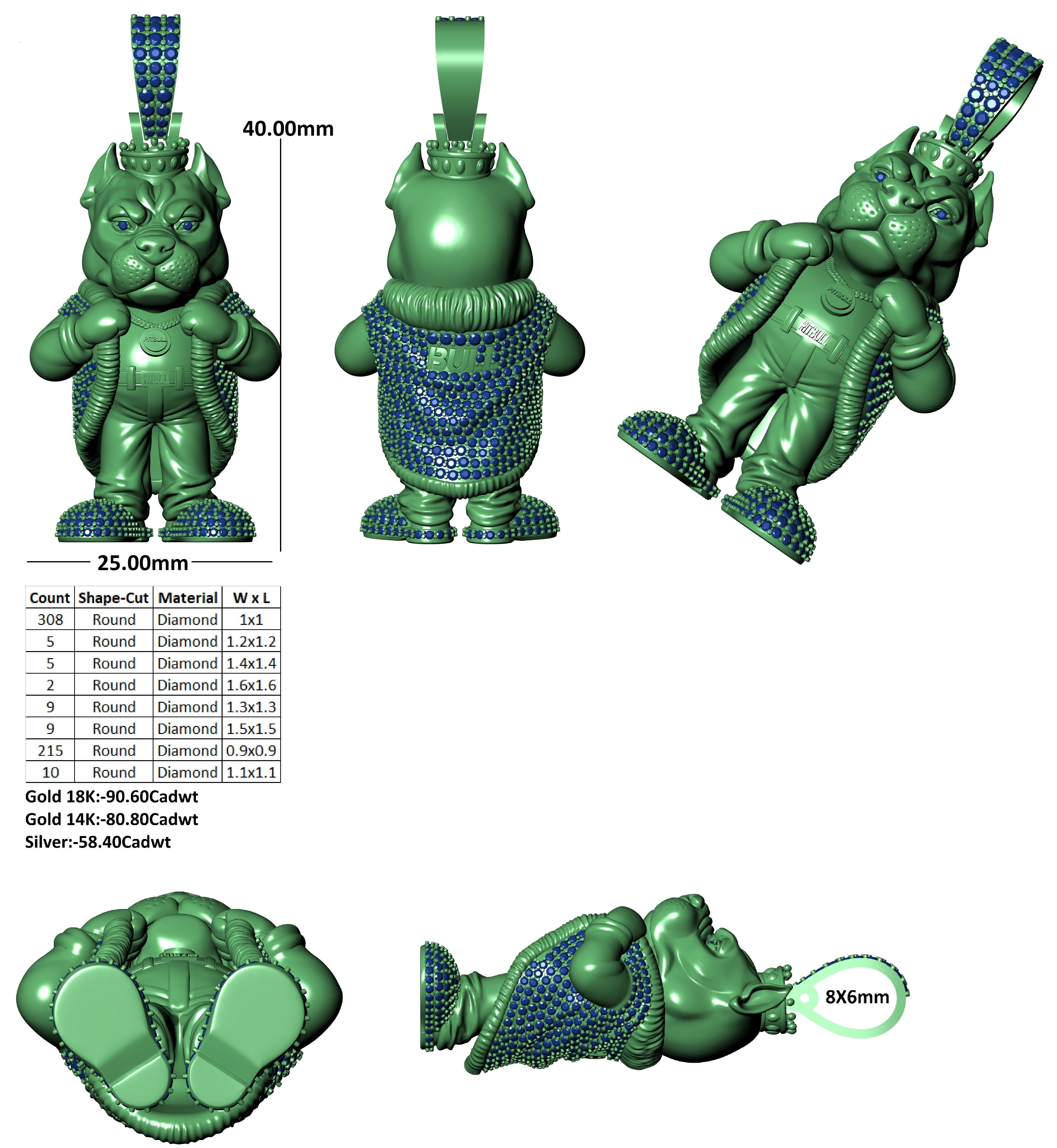 Bull Dog King pendant Hip Hop 3D print model_15