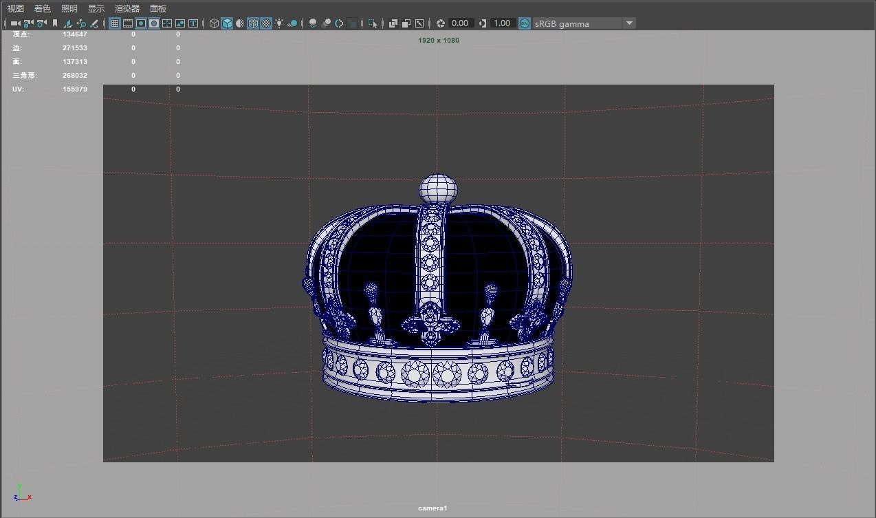 Crown Low-poly 3D model_3