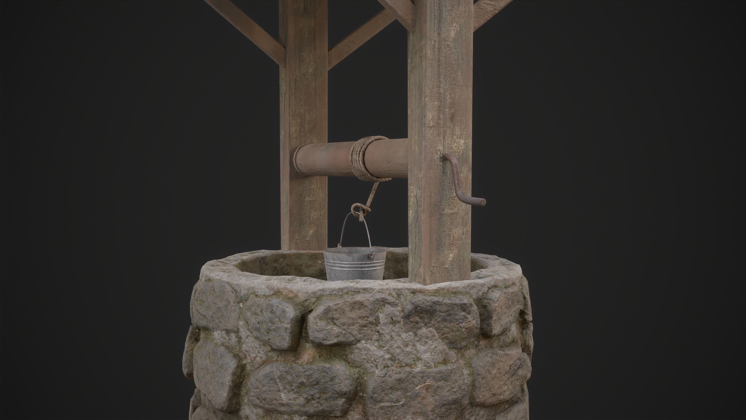 Water Well Low-poly 3D model_9