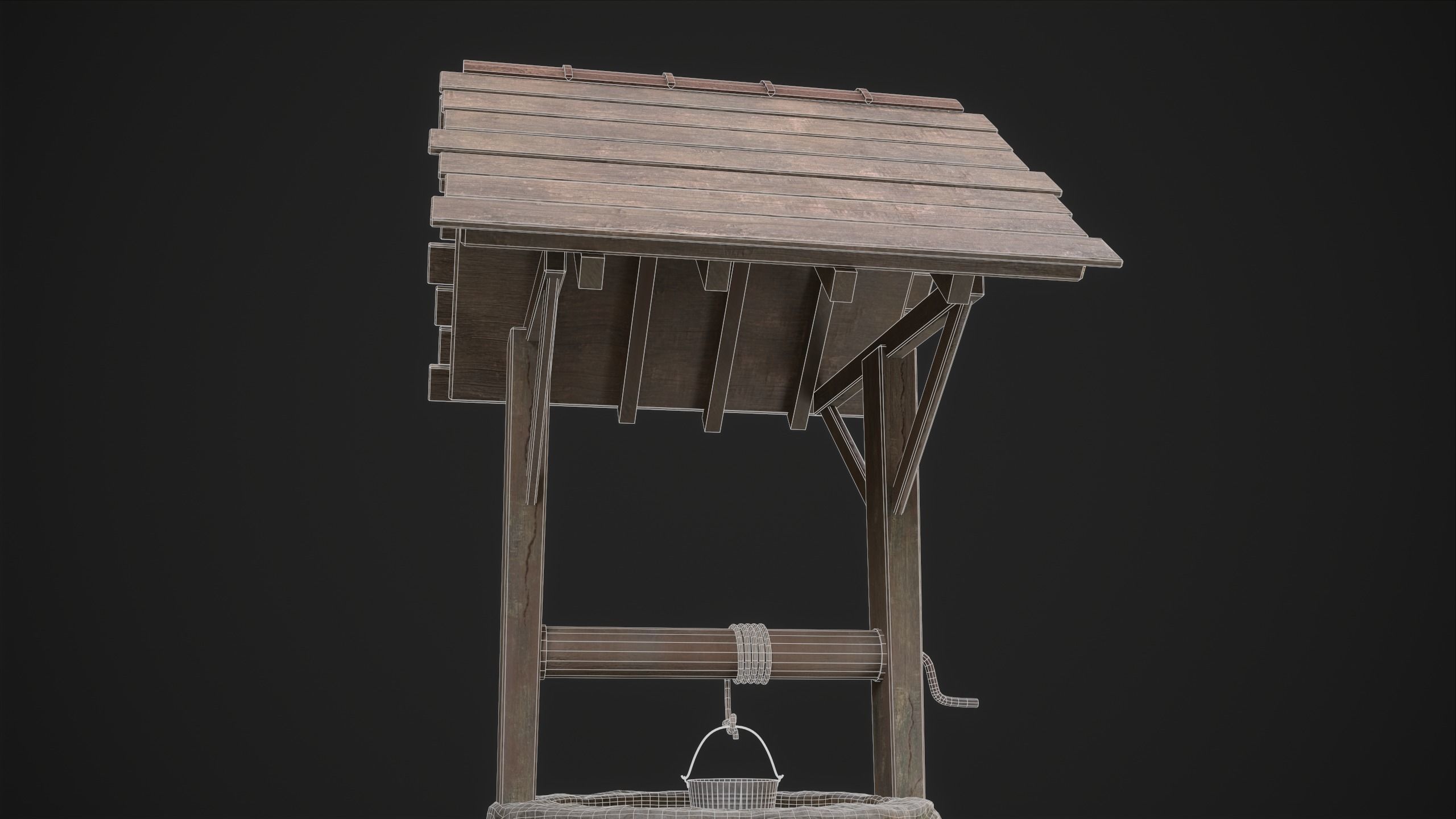 Water Well Low-poly 3D model_19
