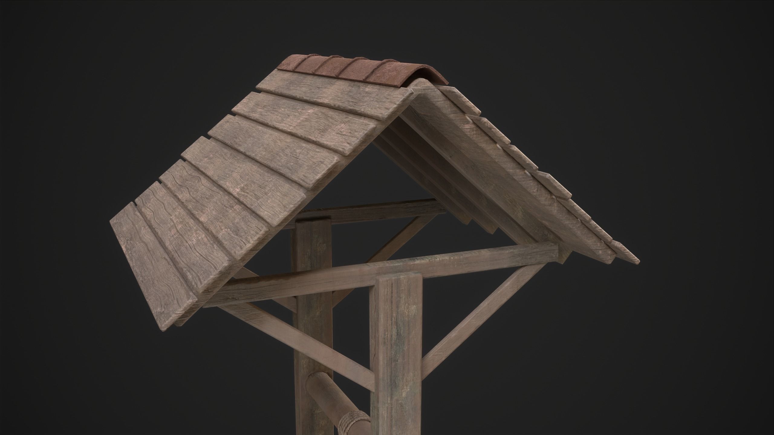 Water Well Low-poly 3D model_10