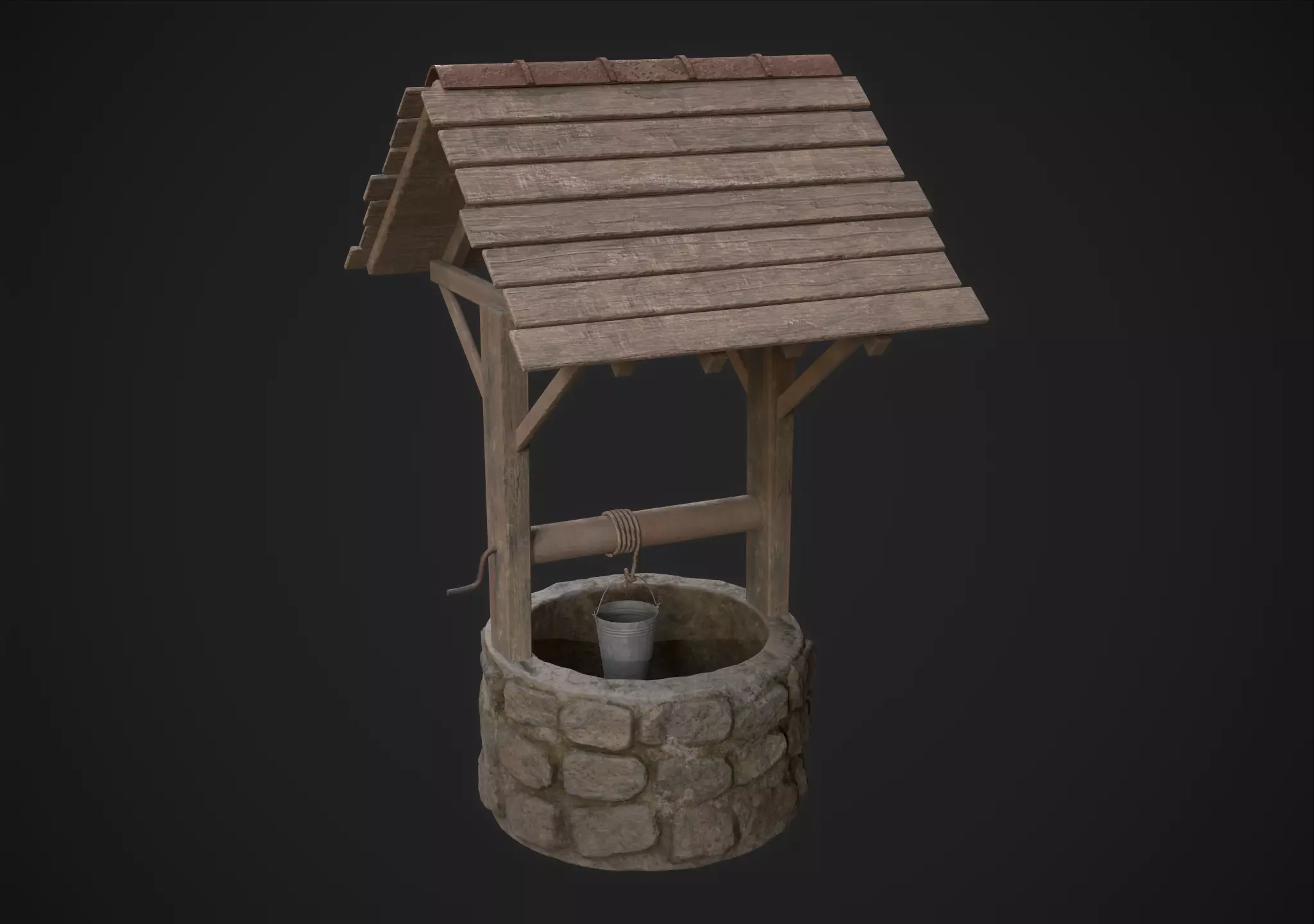Water Well Low-poly 3D model_0