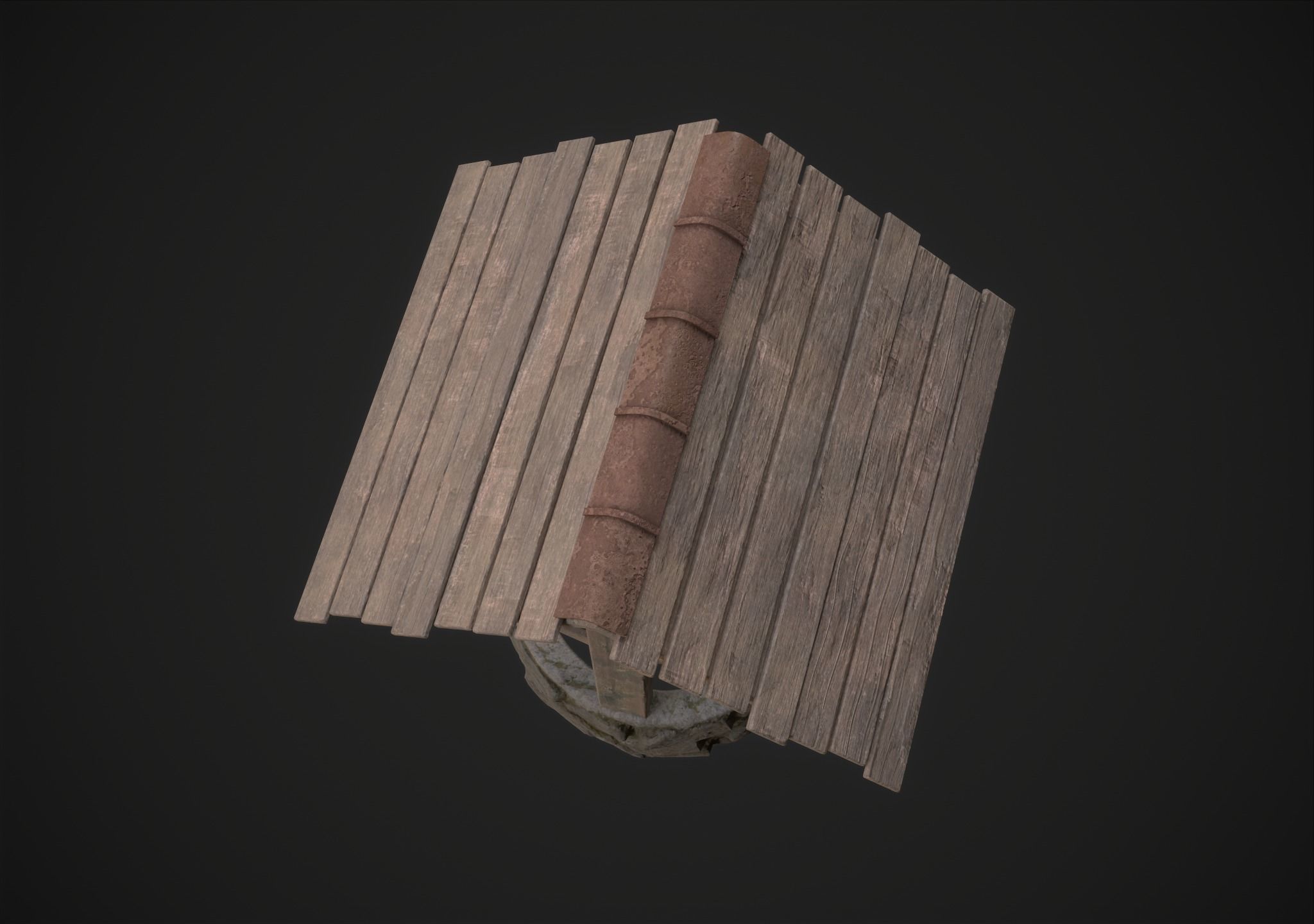 Water Well Low-poly 3D model_8