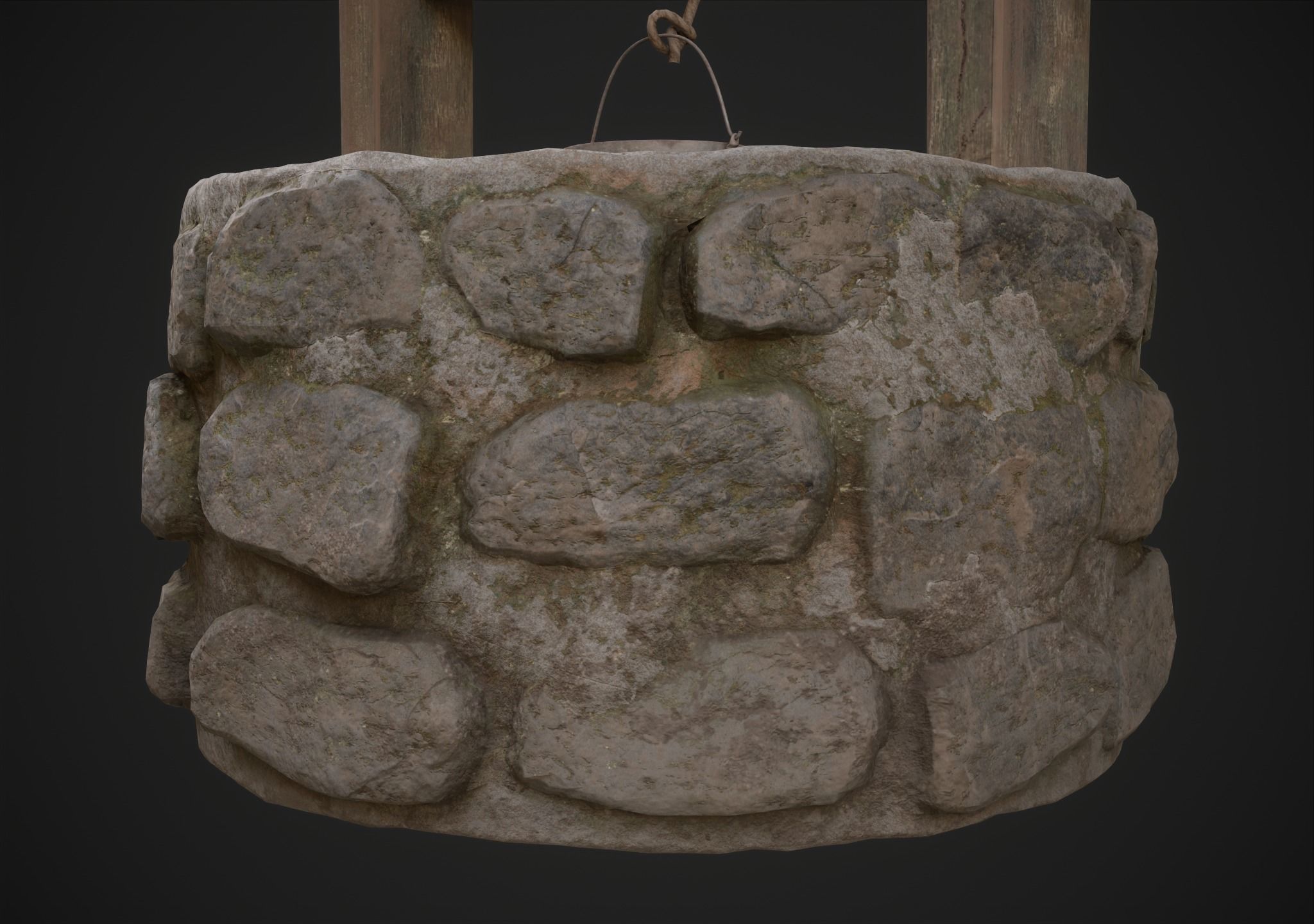 Water Well Low-poly 3D model_7