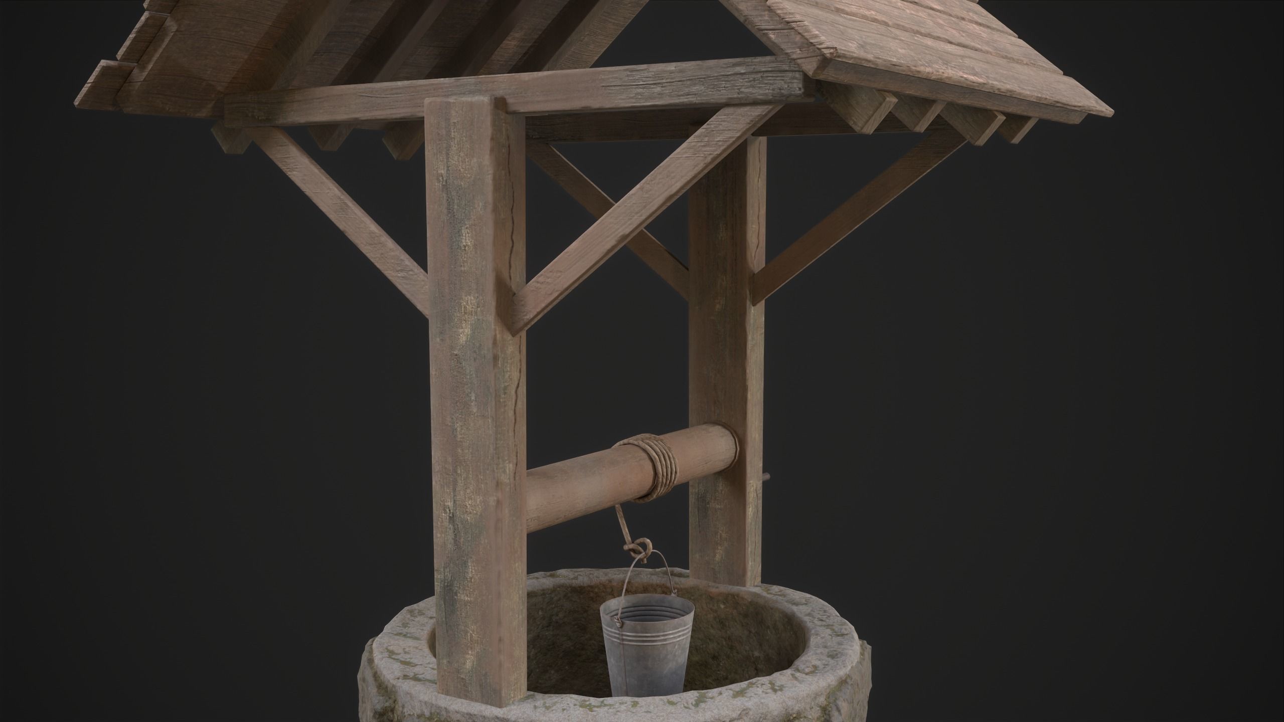 Water Well Low-poly 3D model_11