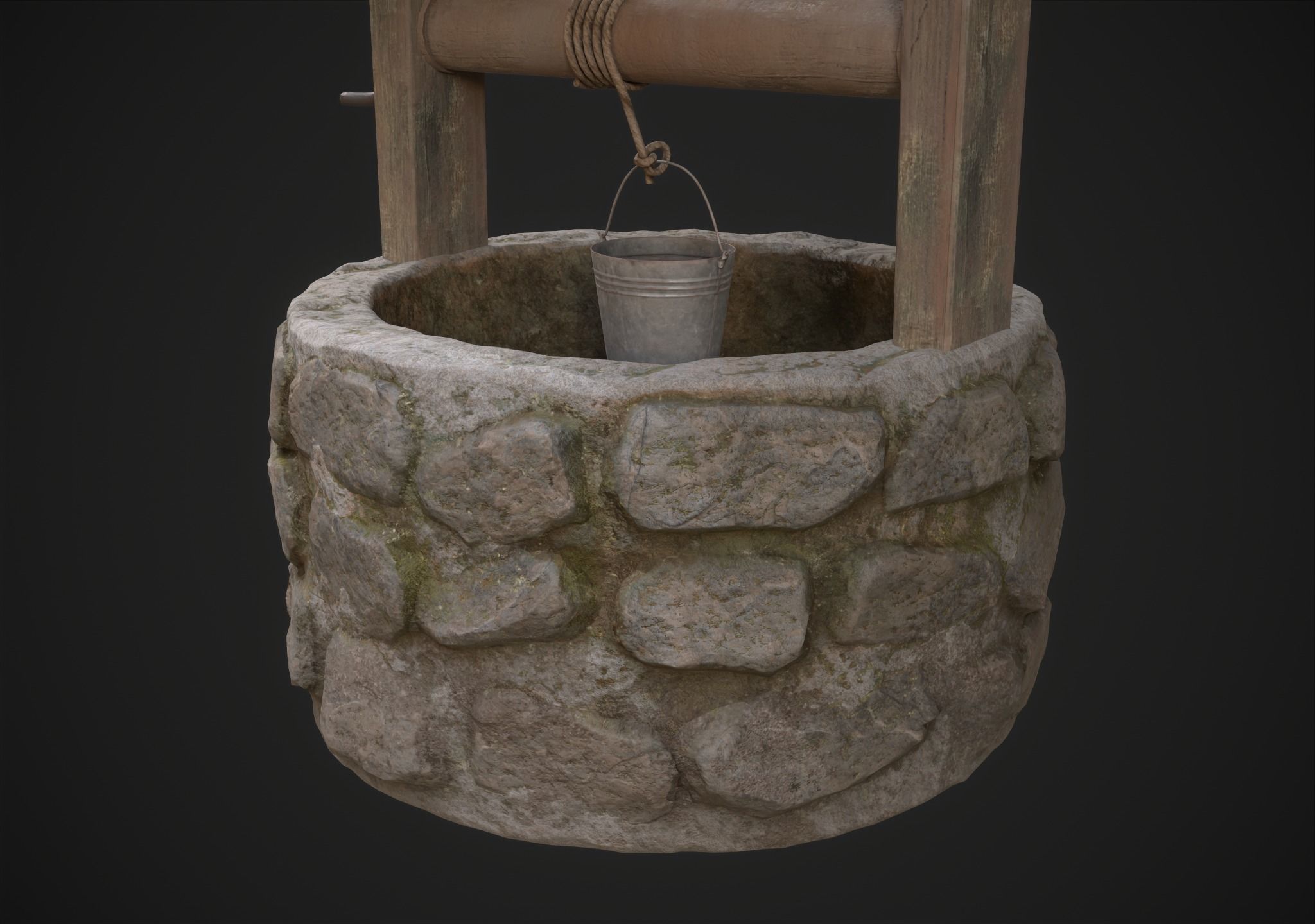 Water Well Low-poly 3D model_6
