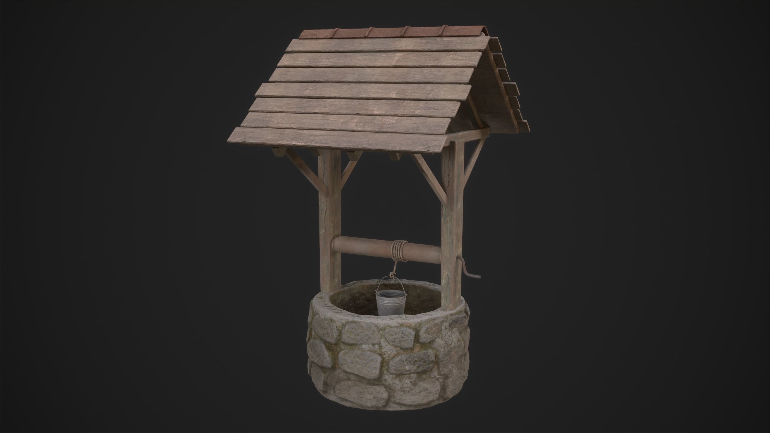 Water Well Low-poly 3D model_2